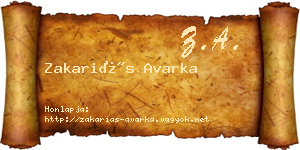 Zakariás Avarka névjegykártya